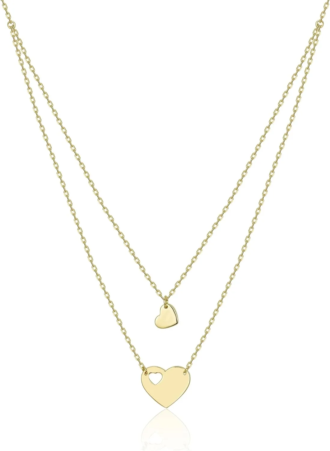 MING&KELLY JEWELRY Layered Heart Necklace Pendant 14K Gold Plated Dainty Gold Choker Layering Long Necklace for Women Birthday Gift