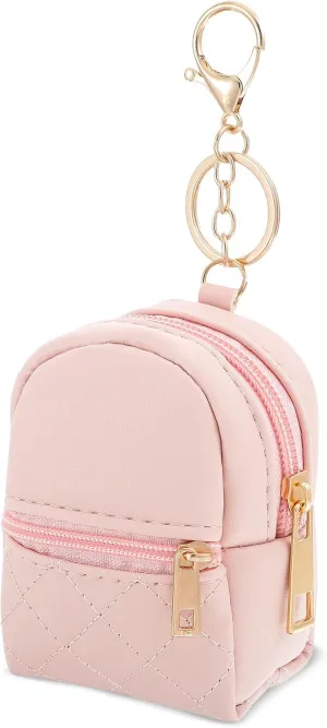 Mini Backpack Cute Cosmetic Bag for Women PU Leather Makeup Bag Creative Key Pocket Key-chains Pendant Backpack Keyrings Lipstick Bags Card Holder Data Cable Organizer Zipper Pouch
