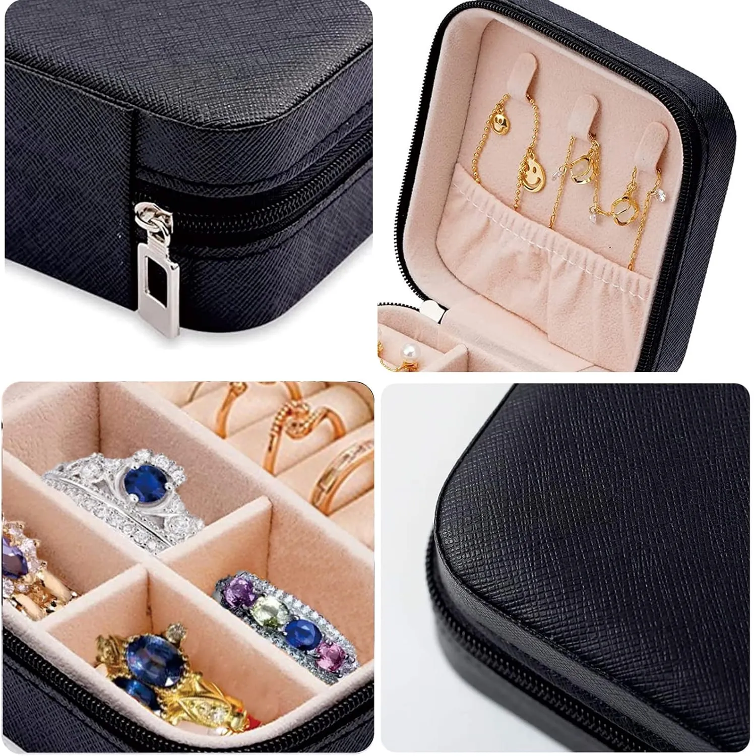 Mini Jewelry Travel Case, Leather Jewelry Travel Organizer for Women Girls Small Jewelry Boxes for Gifts Jewelry Organizer Travel Portable Display Case For Rings Earrings Necklaces (5PCS)