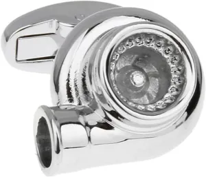 Mini Turbo Silver Cufflinks, Men's Racing-Inspired Style, Gift for Car Enthusiasts