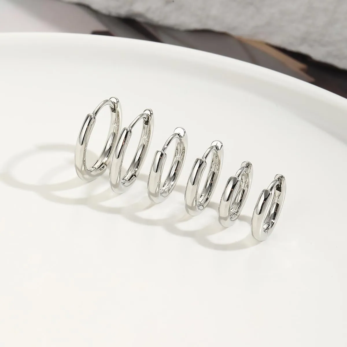 Minimalist 3 Packs Set of Small Hoop Earrings Dainty CZ Cartilage Huggie Cuff Hoops Personalized Conch Helix Hypoallergenic Piercing Little Hoops for Women Teenages Christmas Birthday Gifts