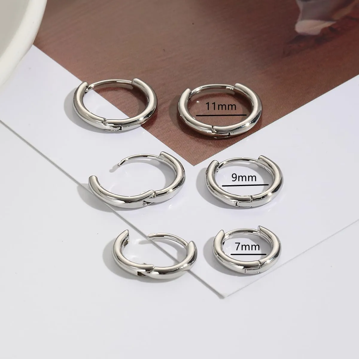Minimalist 3 Packs Set of Small Hoop Earrings Dainty CZ Cartilage Huggie Cuff Hoops Personalized Conch Helix Hypoallergenic Piercing Little Hoops for Women Teenages Christmas Birthday Gifts