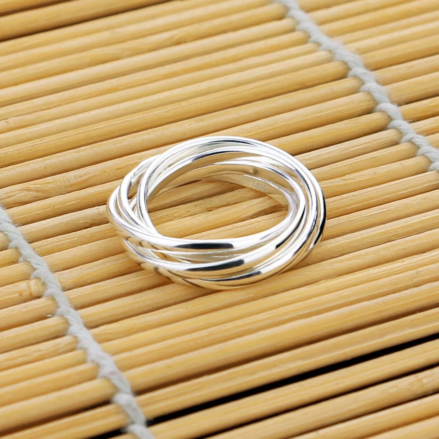 Minimalist 925 Sterling Silver Interlocking Silver Rings-Women Stacking Cross Rings in Silver/Gold-Three/Five/Nine Row Ring Size 5#-13#-Promise Ring Jewelry for Love Gift