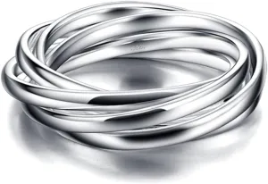 Minimalist 925 Sterling Silver Interlocking Silver Rings-Women Stacking Cross Rings in Silver/Gold-Three/Five/Nine Row Ring Size 5#-13#-Promise Ring Jewelry for Love Gift