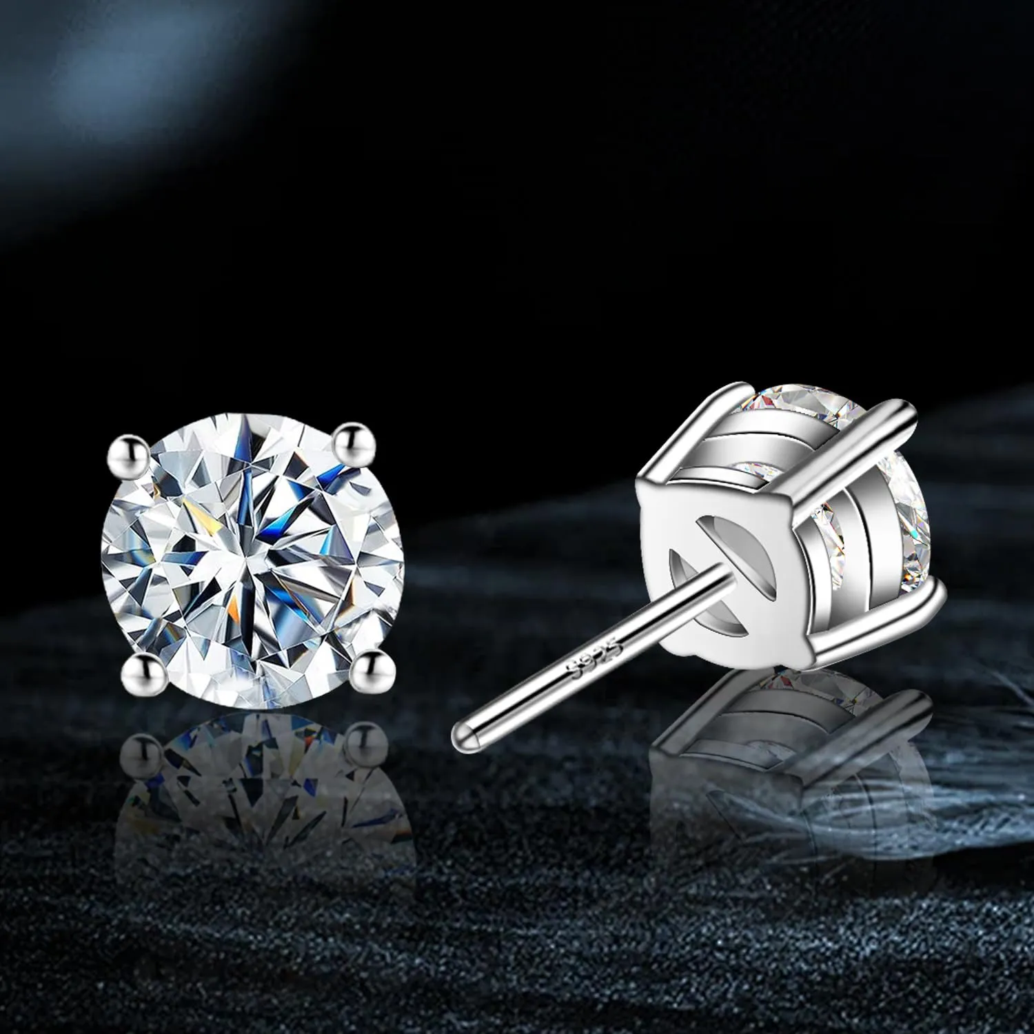 Moissanite Stud Earrings 0.3ct-2.0CT D Color,GRA 925 Sterling Silver Earrings for Men 18K White Gold Plating Earrings for Women,wedding earrings(1.0ct*2)