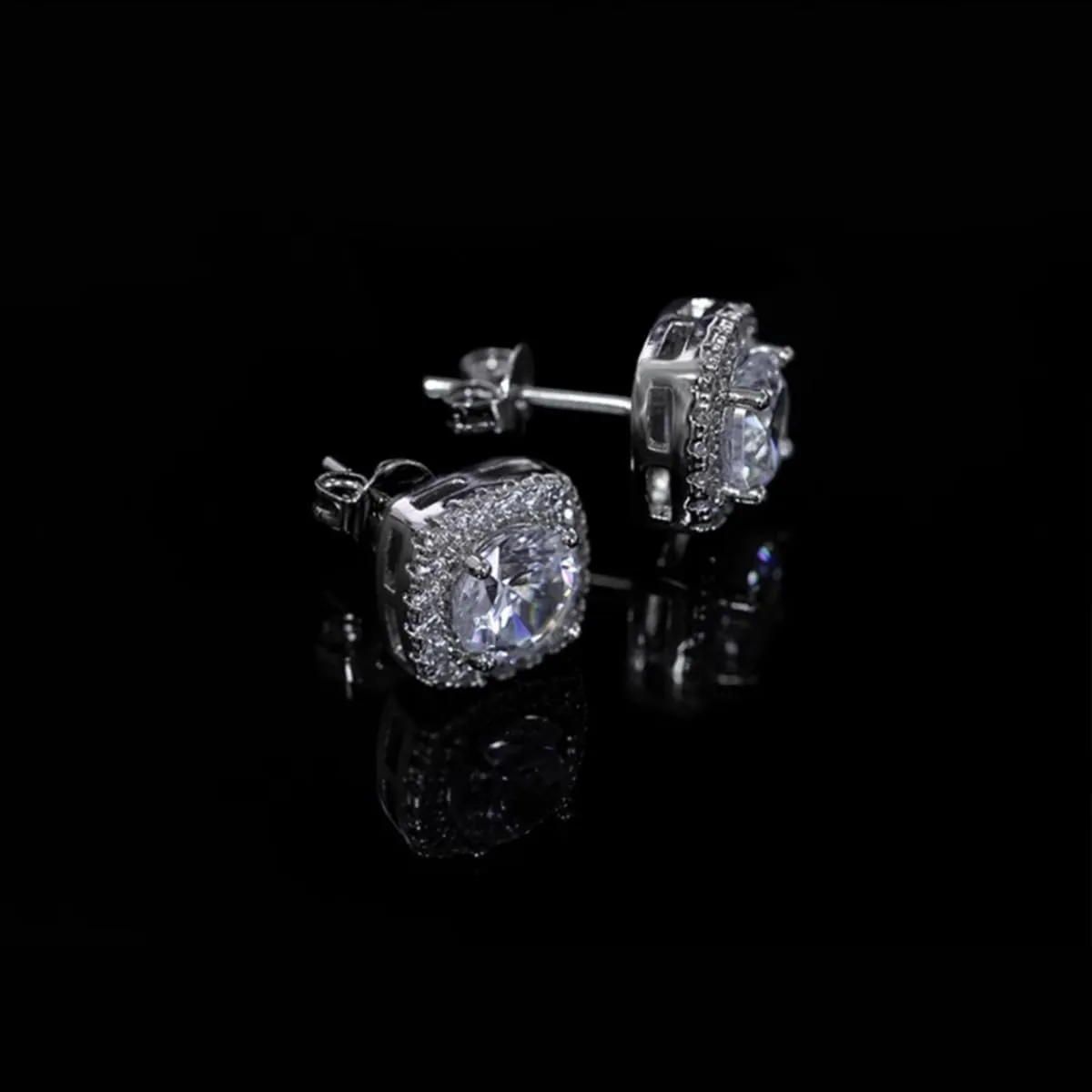 Moissanite Stud Earrings 1-2ct D Color VVS1 Clarity Round Cut 925 Sterling Silver Moissanite Earrings with 18K White Gold Plated Earrings for Women Men