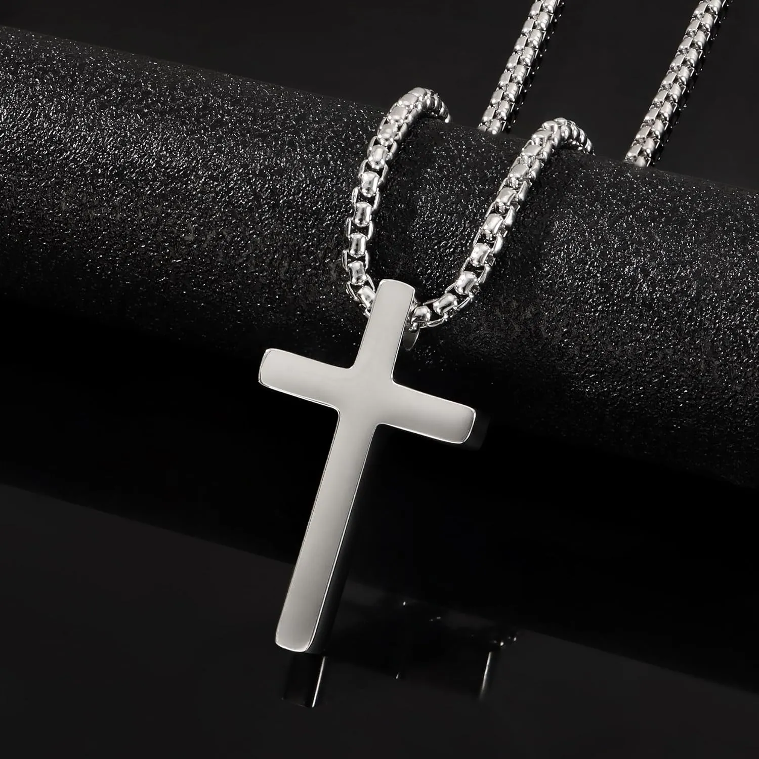Monily Birthday Gifts for Dad Cross Necklace for Men Silver/Gold Stainless Steel Cross Chain Pendant Necklace for Mens Father's day gifts