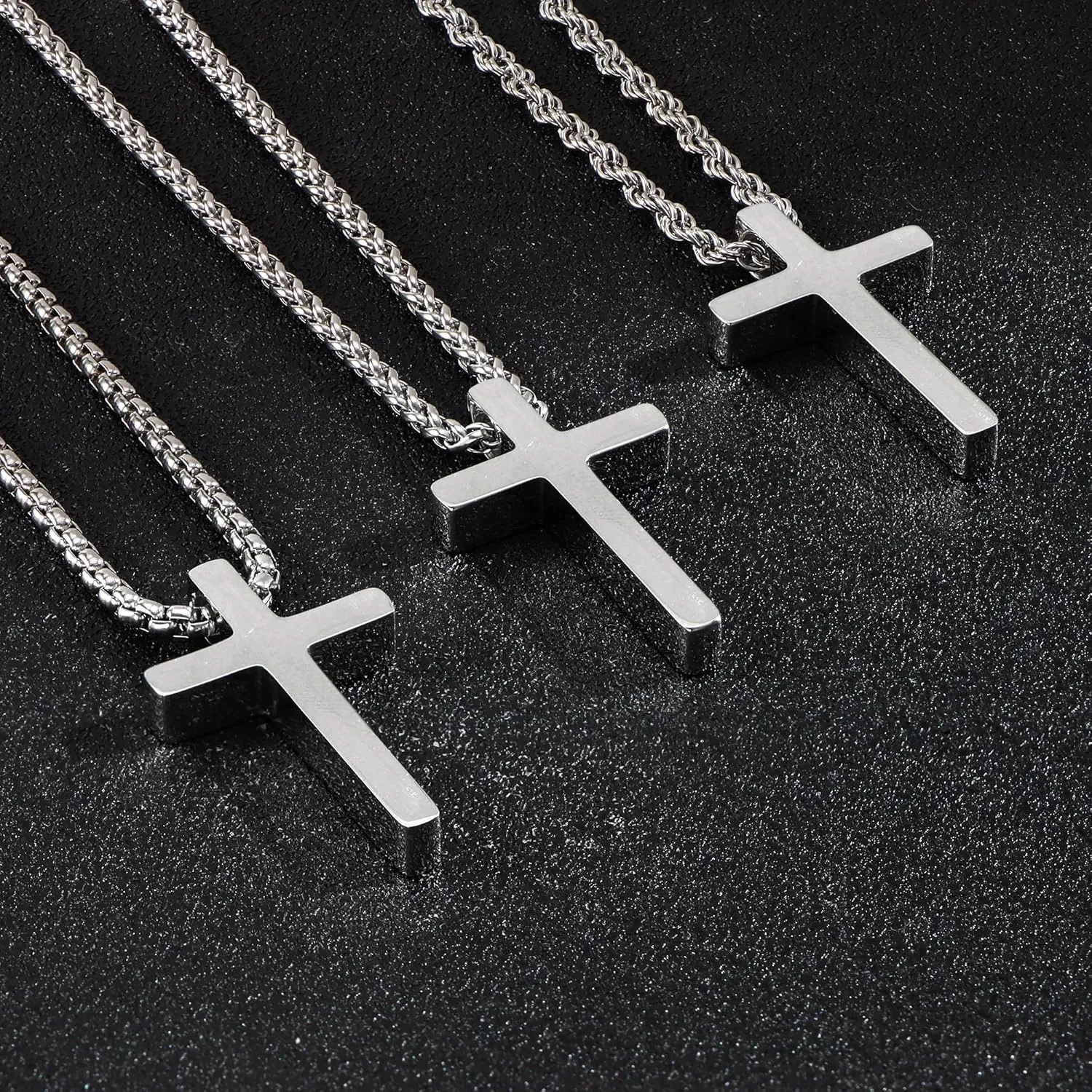 Monily Birthday Gifts for Dad Cross Necklace for Men Silver/Gold Stainless Steel Cross Chain Pendant Necklace for Mens Father's day gifts