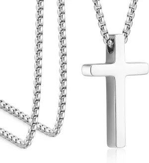 Monily Birthday Gifts for Dad Cross Necklace for Men Silver/Gold Stainless Steel Cross Chain Pendant Necklace for Mens Father's day gifts