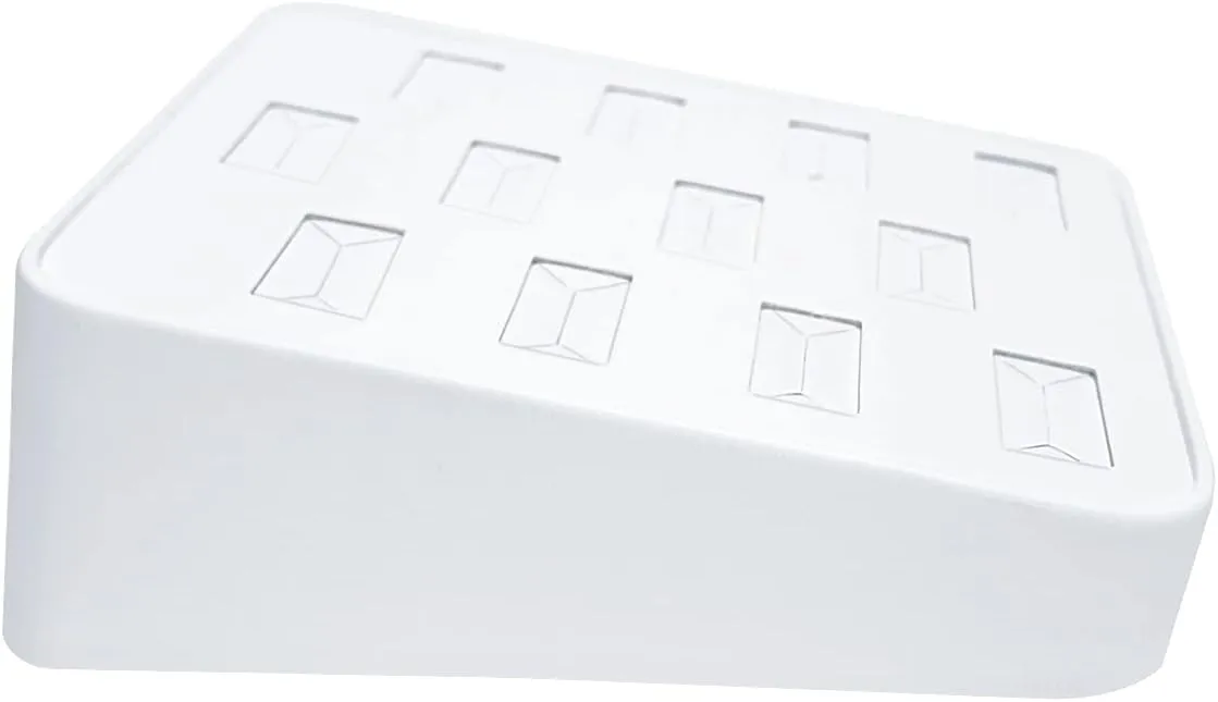 MOOCA 12 Slots Ring Tray Display, Slotted Ring Showcase Display Jewelry Organizer, Jewelry Tray for Showcase trade Show, Premium White Leatherette