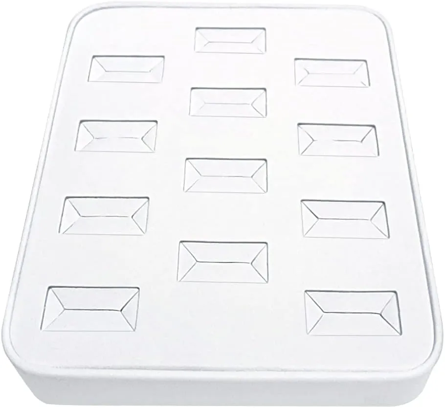 MOOCA 12 Slots Ring Tray Display, Slotted Ring Showcase Display Jewelry Organizer, Jewelry Tray for Showcase trade Show, Premium White Leatherette