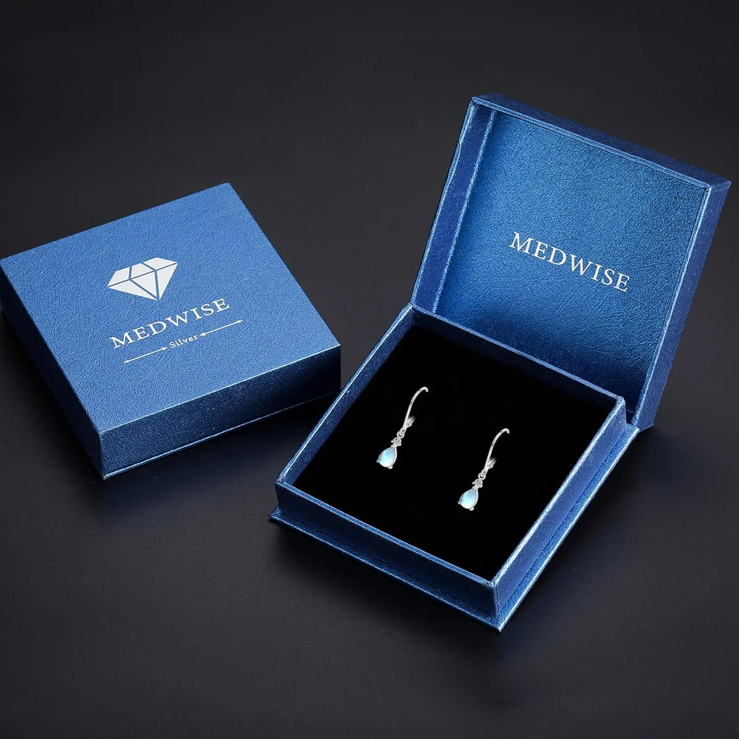 Moonstone Leverback Earrings Turquoise/Moonstone/Cubic Zirconia Birthstone Leverback Earrings for Women Sterling Silver Teardrop Bridal Dangle Dewdrop Girls