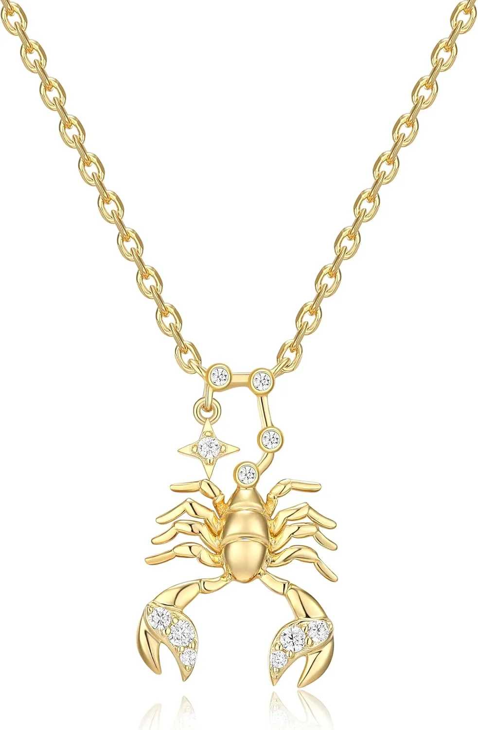 MORGAN & PAIGE .925 Sterling Silver 14K Gold Plated Zodiac Sign Necklaces for Women - Symbolic & Sophisticated Constellation Gold Necklace for Women, Sparkling Cubic Zirconia Accents 18 inches