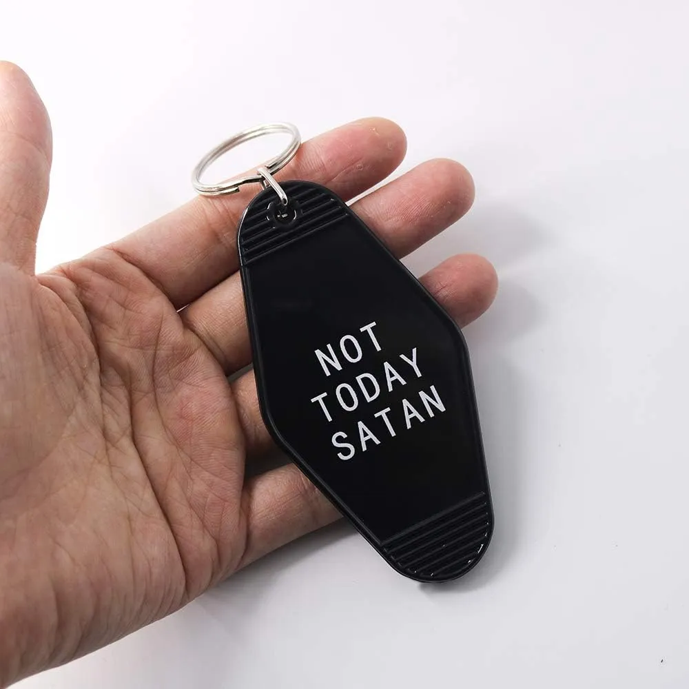 Motel Key Tag Gifts Not Today Satan Keychain Unique Hotel Style Motel Keychain Funny Gag Gifts for her him