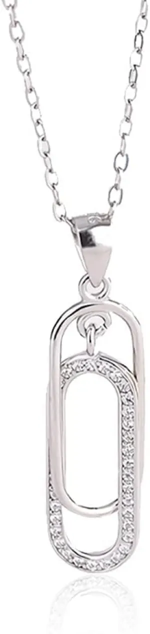 Mother & Daughter - Forever Linked Necklace 'The Love Between a Mother and Daughter is Forever' Sterling Silver Interlocking Pendant Necklace Jewelry Gift for Women Girls (Silver)