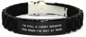 Motivational Court reporter Black Glidelock Clasp Bracelet, I'm Still a, Present For Colleagues, Beautiful Gifts From Coworkers, Couple, Relationship, Love, Friendship, Matching, His and hers, Hers