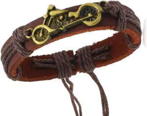 Motorcycle Leather Bracelets for Men Women Stylish Harley Stackable Road King Wristband for Riders