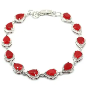 Mozambique Red Ruby Micro-Pave Cubic Zirconia Tennis Bracelet