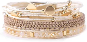 Multi-layer Leather Bracelets Multi-strand Wrap Bracelets Handmade Braided Rope Cuff Bangle with Magnetic Buckle Jewelry