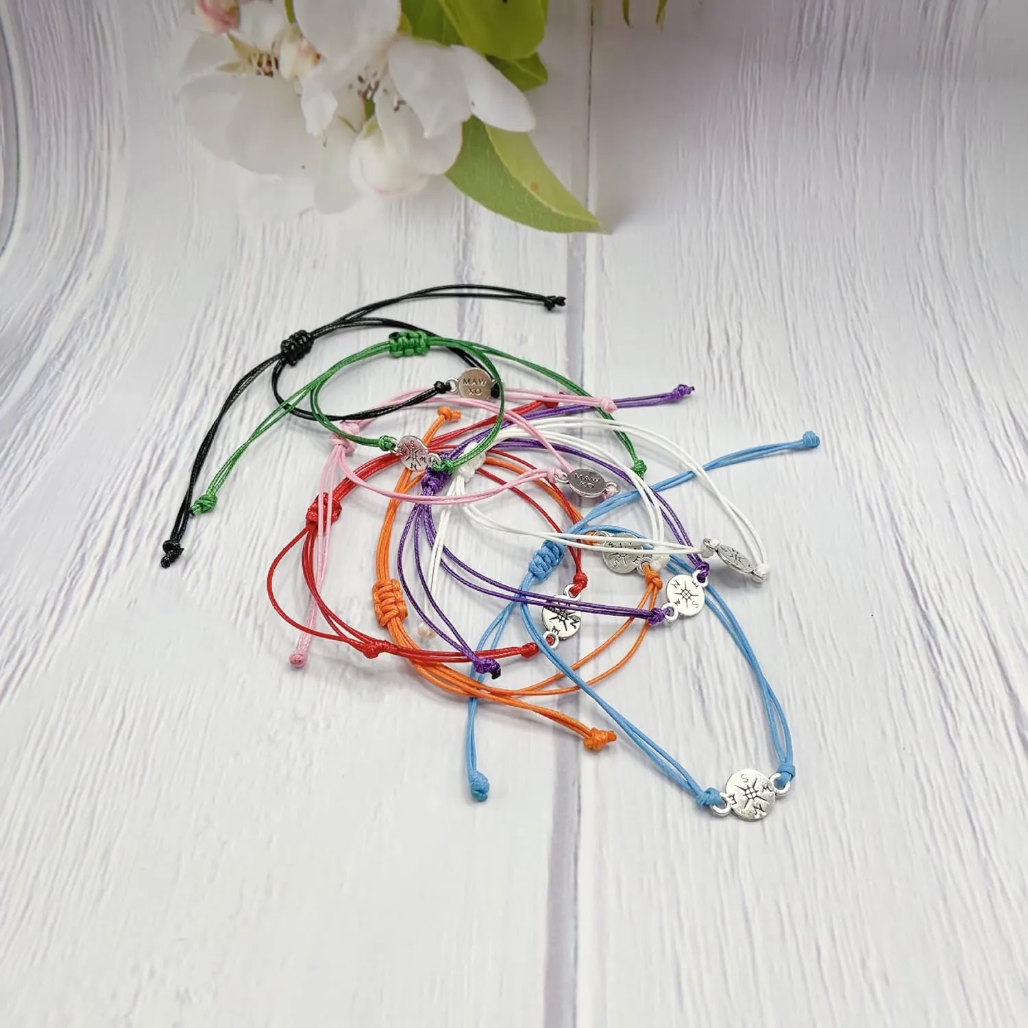 Multicolor Compass Braided String Bracelets Handmade Adjustable Waterproof Rope Blessing Bangle for Women Men Graduate Gifts