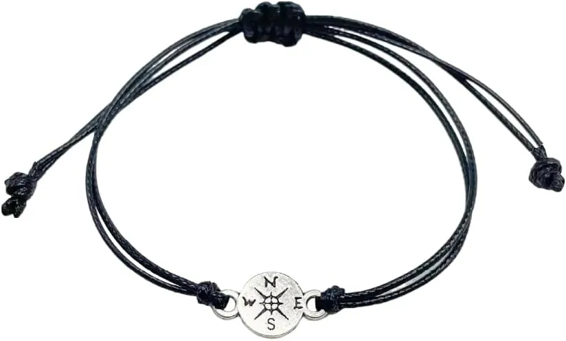 Multicolor Compass Braided String Bracelets Handmade Adjustable Waterproof Rope Blessing Bangle for Women Men Graduate Gifts