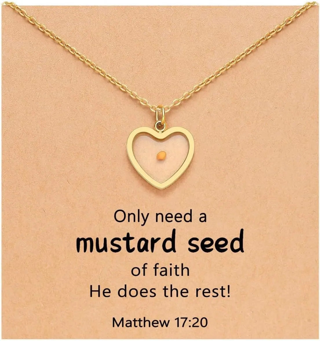 Mustard Seed Necklace Faith Necklace Jewelry for Women Christian Easter Gift Religious Inspirational Symbolic Charm for Spiritual Easter Gifts
