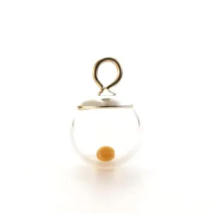 Mustard Seed Pendant Charm, sterling silver, 10mm regular size, vintage style with hand-blown glass globe
