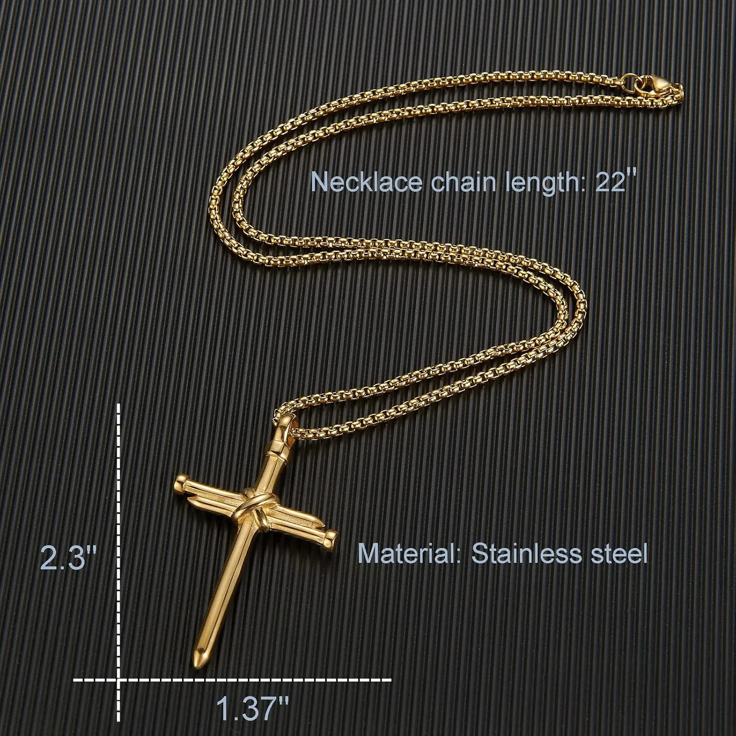 Nail Cross Pendant Necklace for Men Women Stainless Steel Cross Necklace for Male Jewelry