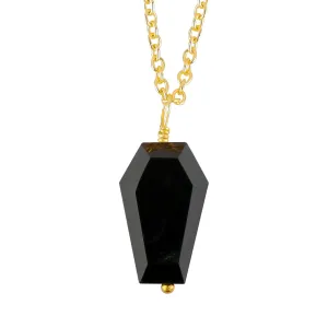 Natural Black Onyx Coffin Necklace, Gemstone Pendant Necklace, Genuine Gemstone, Birthstone, Gift for Her, Healing Stone, 18 Inch