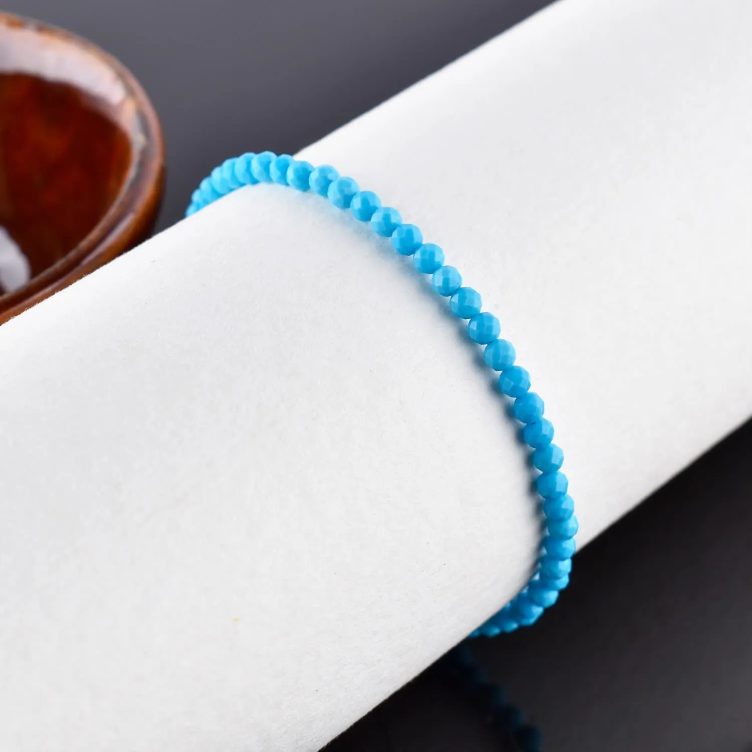 Natural Blue Magnesite Gemstones Bolo Bracelet, Micro-Faceted Beads, Chakra Healing Crystals, Silver Plated, Adjustable Slider Chain, Minimalist, Women Jewelry, Valentine Gifts, Size 10"
