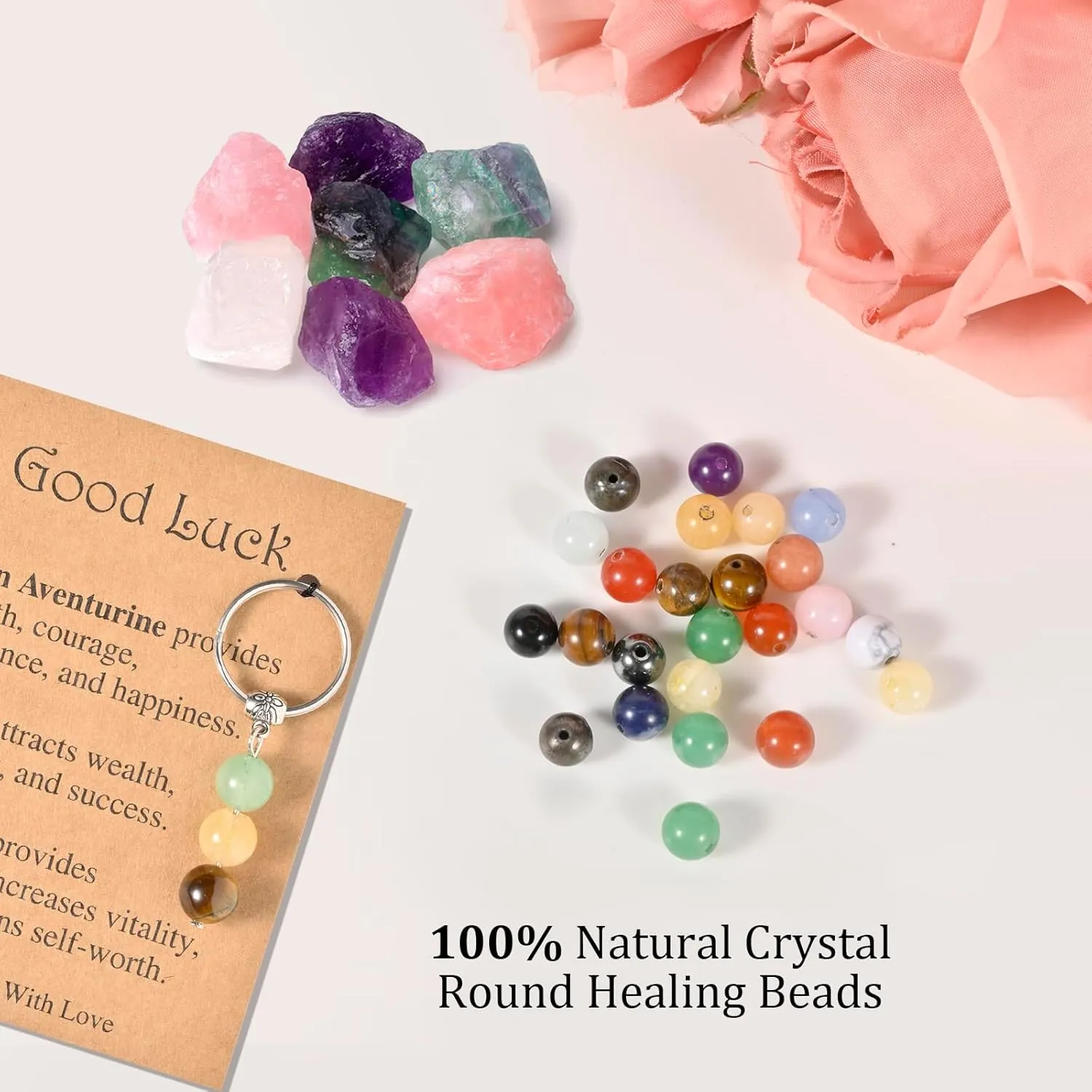 Natural Crystal Key Chain Gifts for Women Girls, Lucky Charms, Inspiring Gifts for Coworkers, Gift for New Beginning
