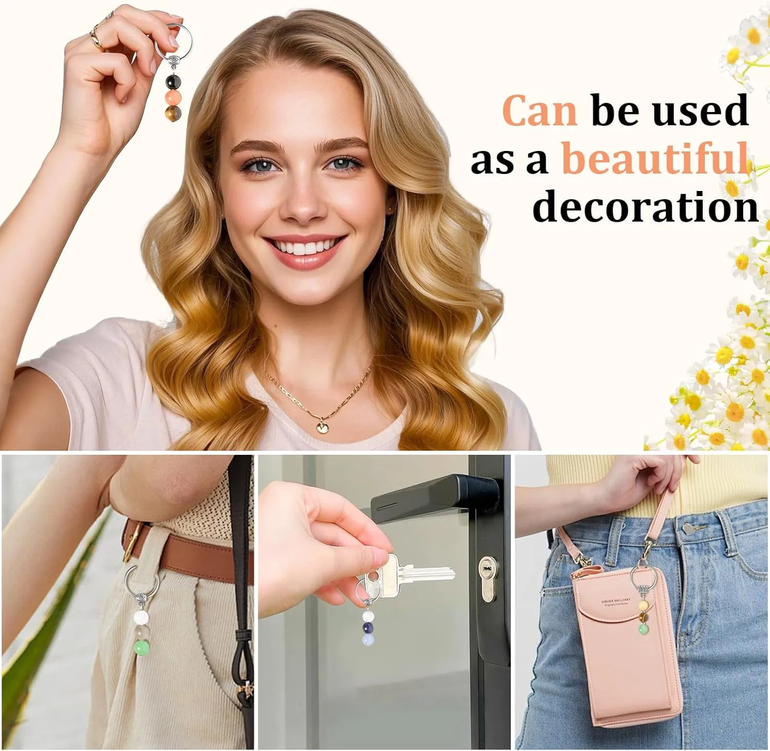 Natural Crystal Key Chain Gifts for Women Girls, Lucky Charms, Inspiring Gifts for Coworkers, Gift for New Beginning