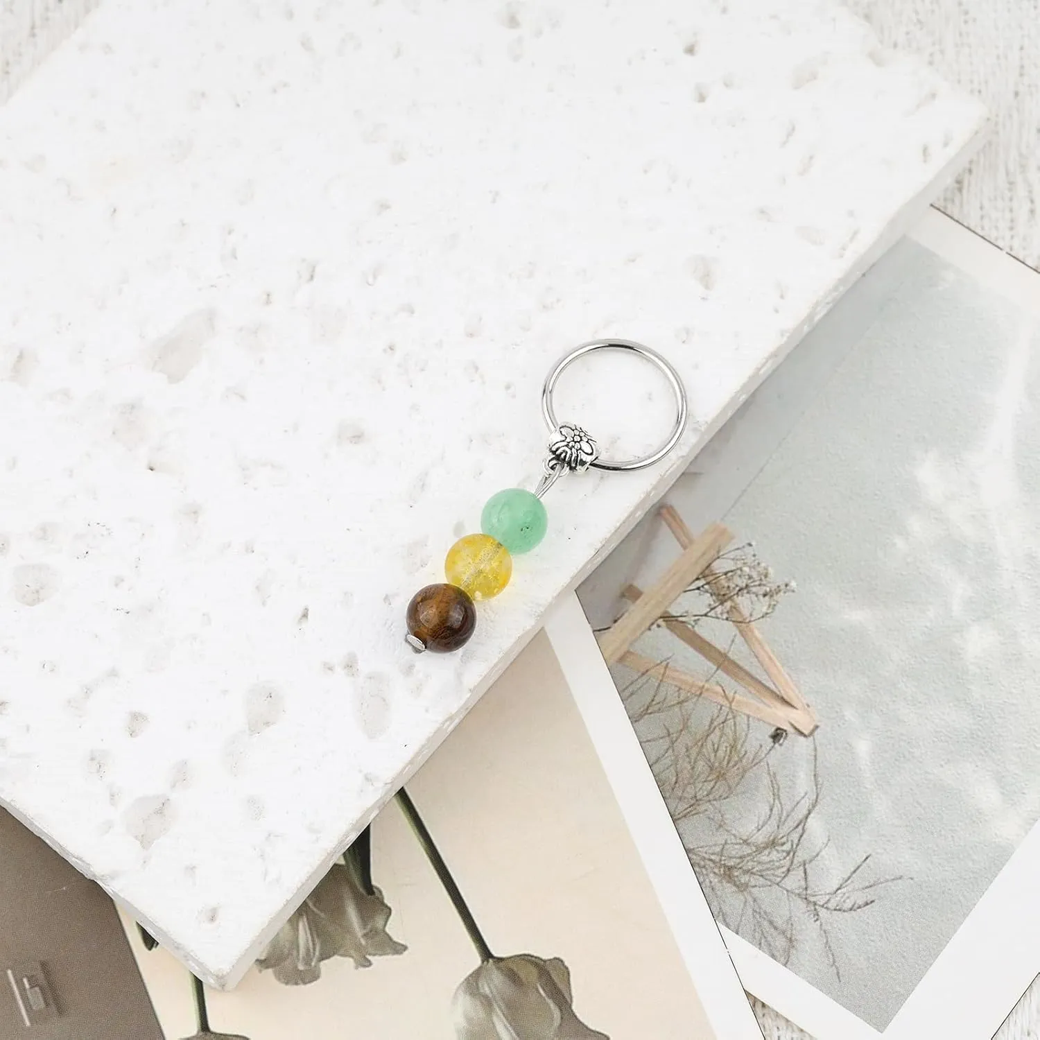 Natural Crystals Keychain, New Beginnings Gifts for Women, Birthday Gift for Women, Keychain for Relieving Anxiety