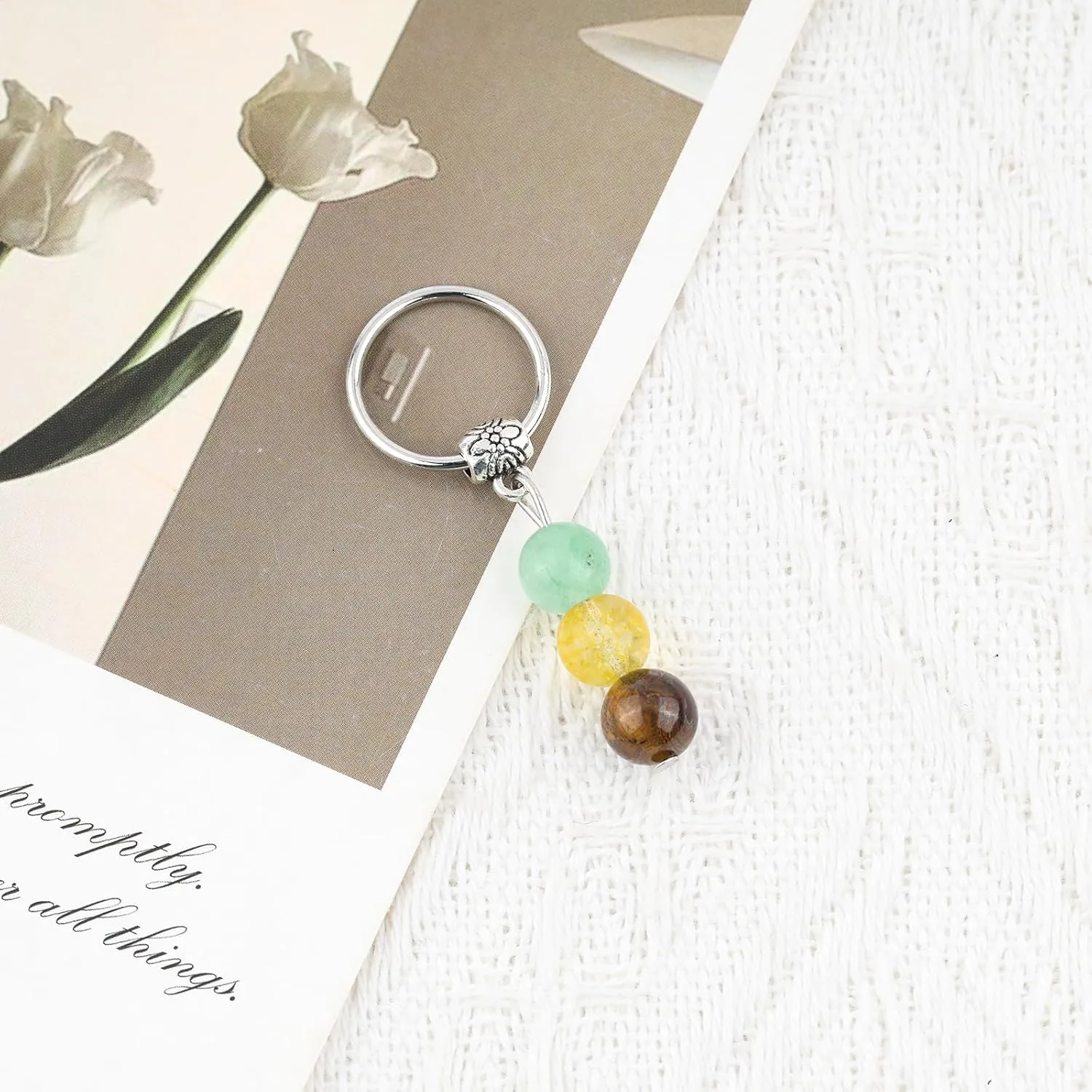 Natural Crystals Keychain, New Beginnings Gifts for Women, Birthday Gift for Women, Keychain for Relieving Anxiety
