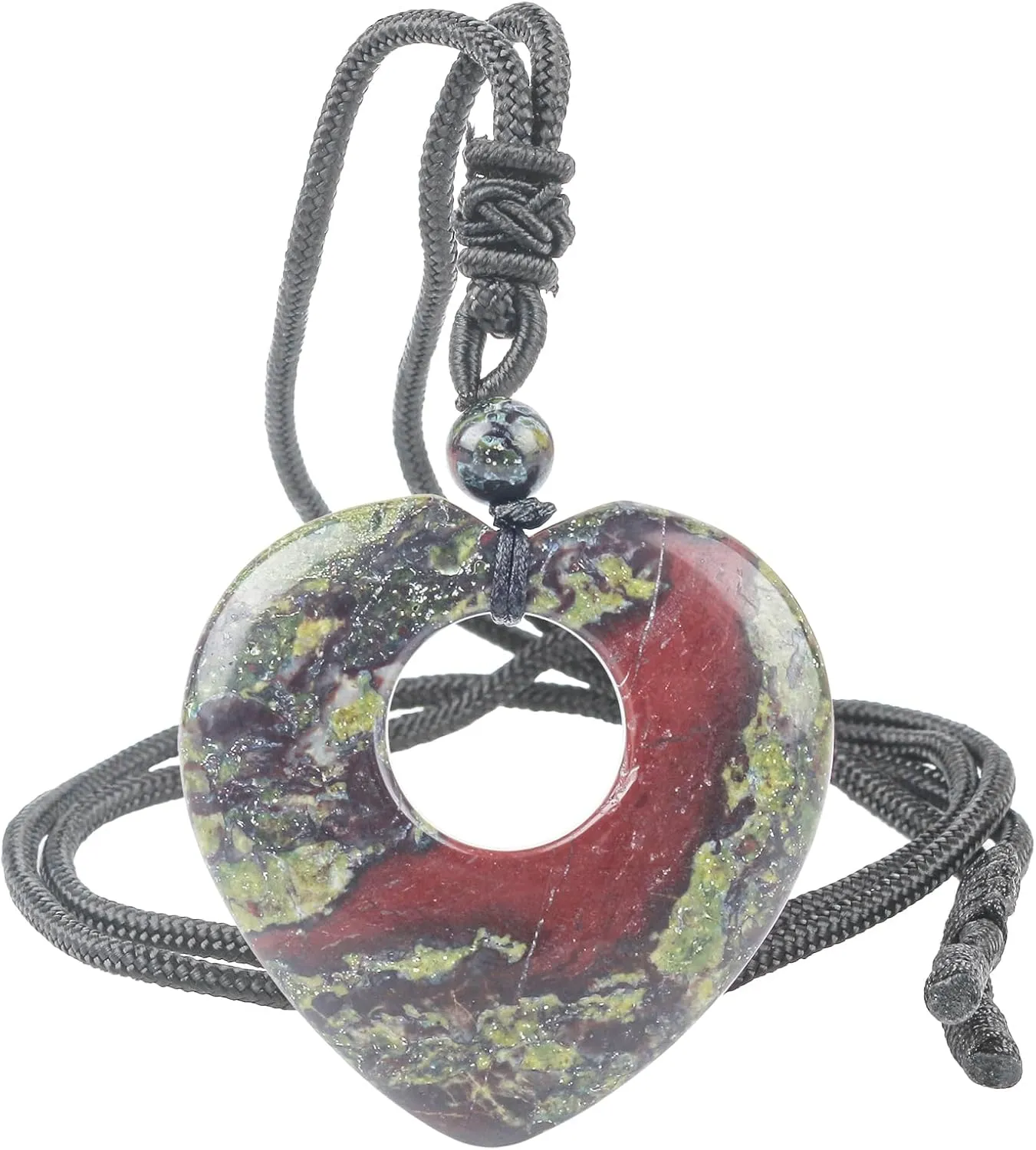 Natural Gemstone Heart-Shaped Donut Necklace for Women Men, Hand Made Healing Lucky Stone Chain Pendant Necklaces Adjustable 18-29