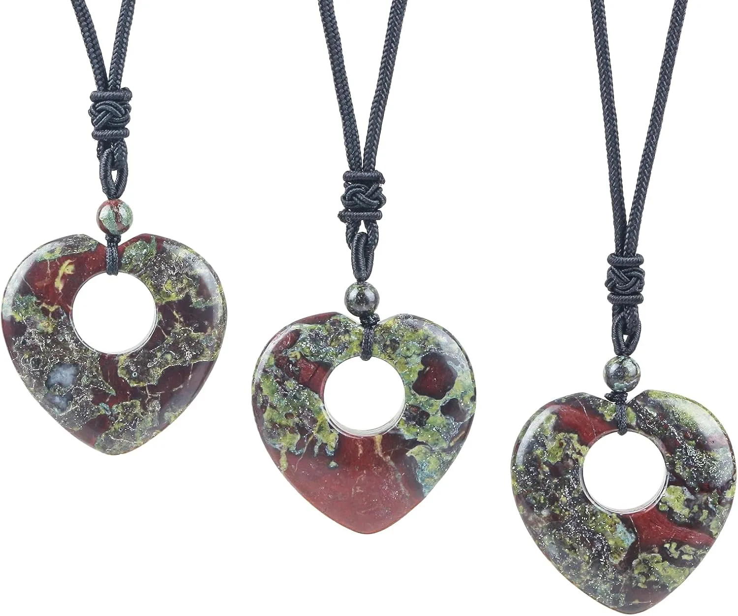 Natural Gemstone Heart-Shaped Donut Necklace for Women Men, Hand Made Healing Lucky Stone Chain Pendant Necklaces Adjustable 18-29