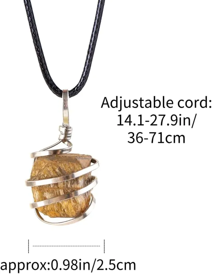 Natural Gemstone Pendant Necklace For Men & Women Spiritual Jewelry Wire Wrapped Gemstone Chakra Necklaces Real Stones For Him & Her