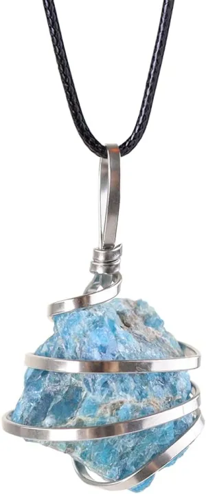 Natural Gemstone Pendant Necklace For Men & Women Spiritual Jewelry Wire Wrapped Gemstone Chakra Necklaces Real Stones For Him & Her