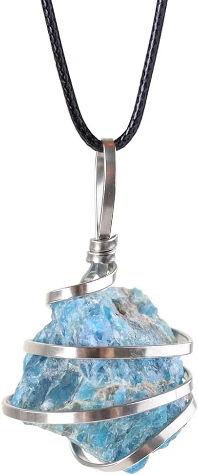 Natural Gemstone Pendant Necklace For Men & Women Spiritual Jewelry Wire Wrapped Gemstone Chakra Necklaces Real Stones For Him & Her