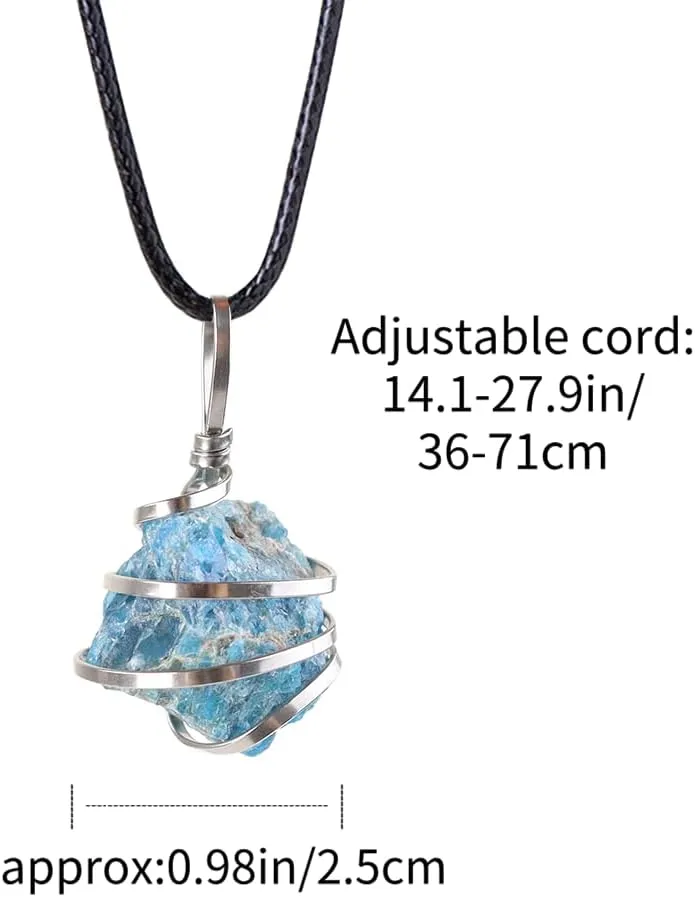 Natural Gemstone Pendant Necklace For Men & Women Spiritual Jewelry Wire Wrapped Gemstone Chakra Necklaces Real Stones For Him & Her