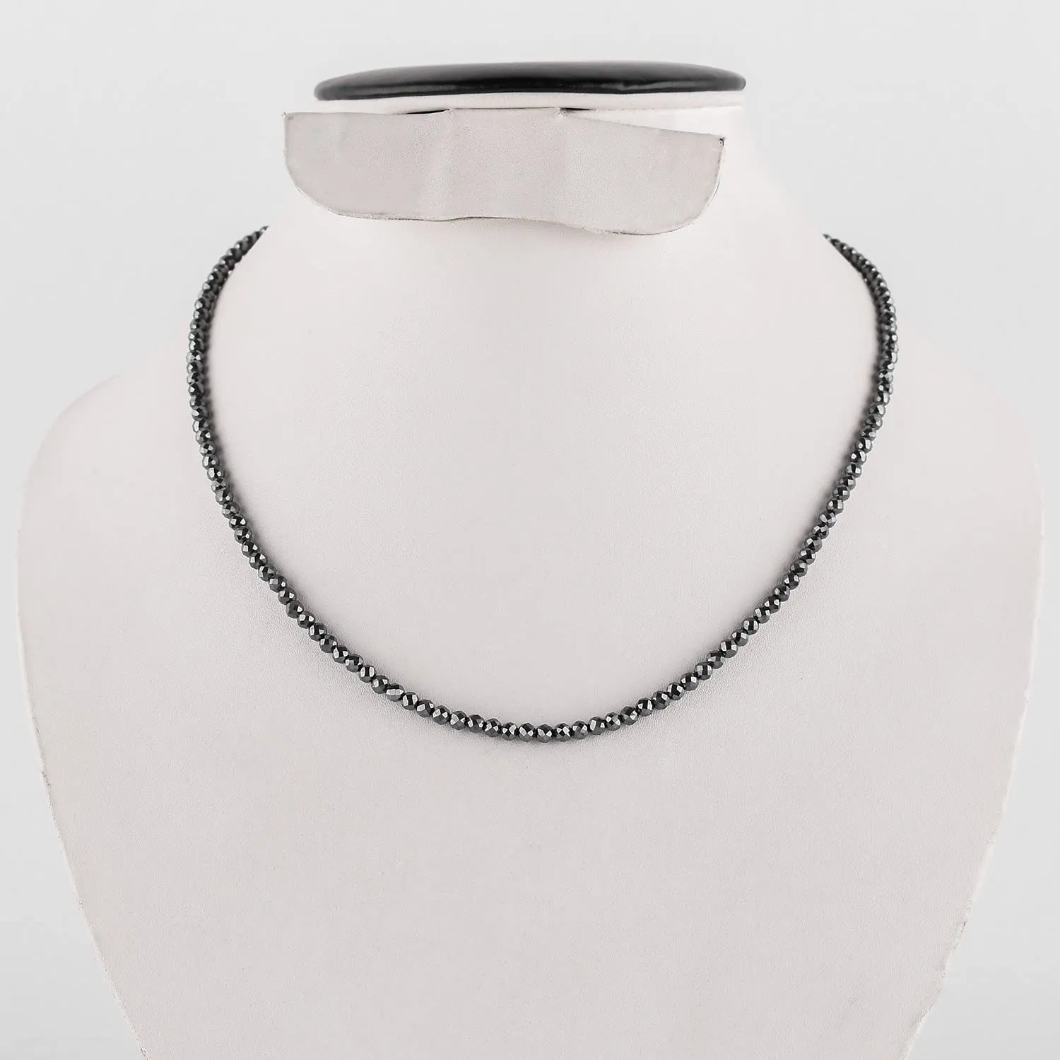 Natural Hematite Gemstones Choker Necklaces, Micro-Faceted Beads, Chakra Healing Crystals, Silver Plated Chain, Handmade, Minimalist, Women Jewelry, Valentine Gifts, 18"
