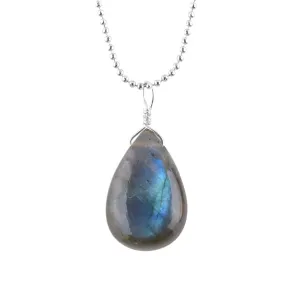 Natural Labradorite Gemstone Pendant Necklace, Spectrolite Stones, Silver Plated, Healing Crystals, Birthday, Dainty, Handmade, Minimalist, Wedding, Women Jewelry, Valentine Gifts, 18"
