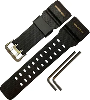 Natural Rubber Strap/Replacement Watch Band for Casio men's G-Shock Master of G Mudmaster Twin Sensor Sports Watch GG-1000/ GWG-100/ GSG-100 Series Watch Strap