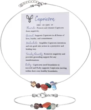 Natural Stone 12 Constellation Raw Zodiac Choker Necklace And Bracelet With Card Healing Chakra Crystals Zodiac Necklace Horoscope Astrology Jewelry