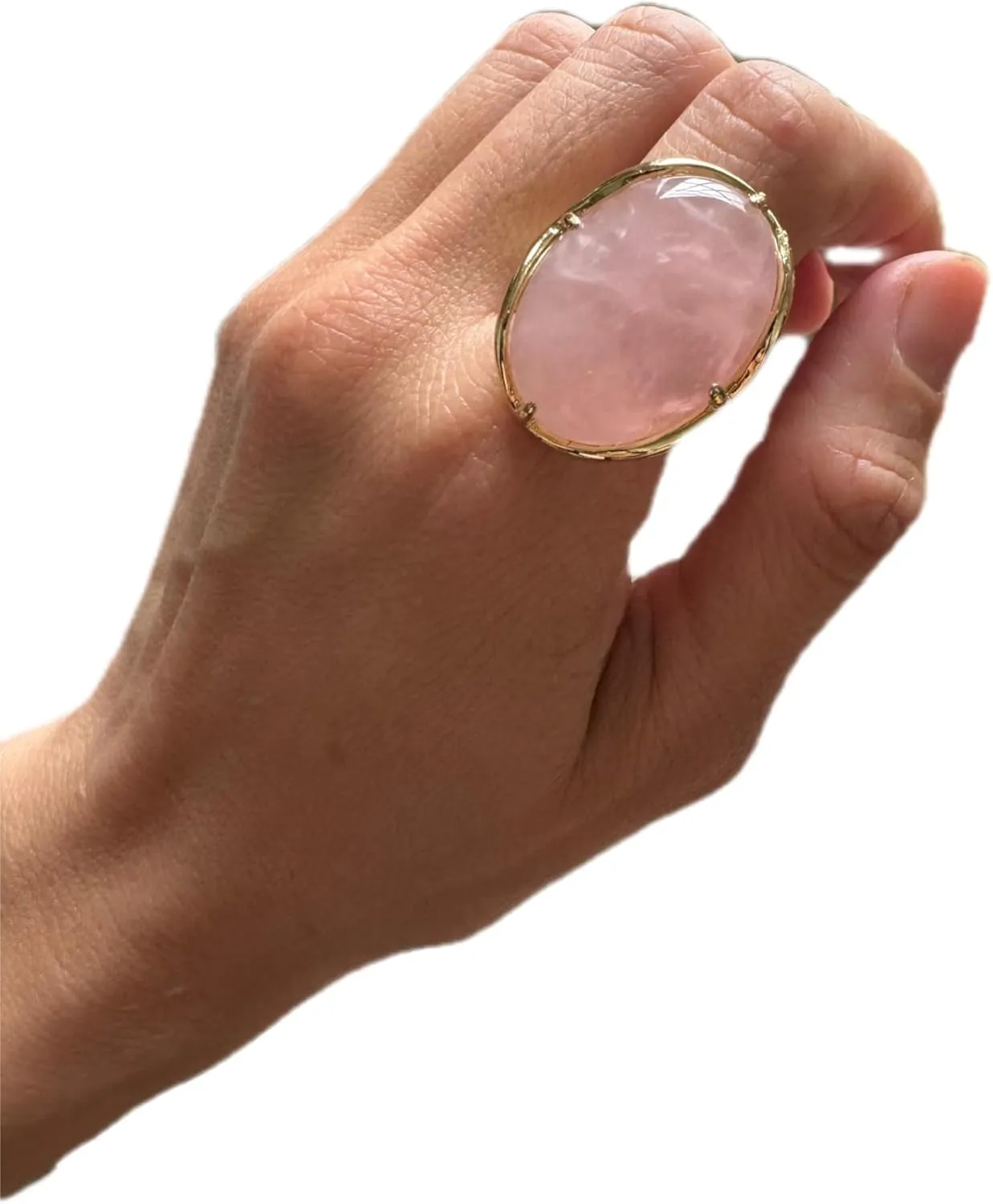 Natural Stone Adjustable Finger Rings Semi Precious Oval Shaped Gemstone Jewelry For Women Anniversary Birthday Wedding Gift