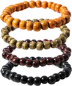Natural Wooden Beads Bracelet for Men Women 8mm 10mm Prayer Bead Stretch Elastic Bracelets Set Essential Oil Diffuser Beaded Bangle