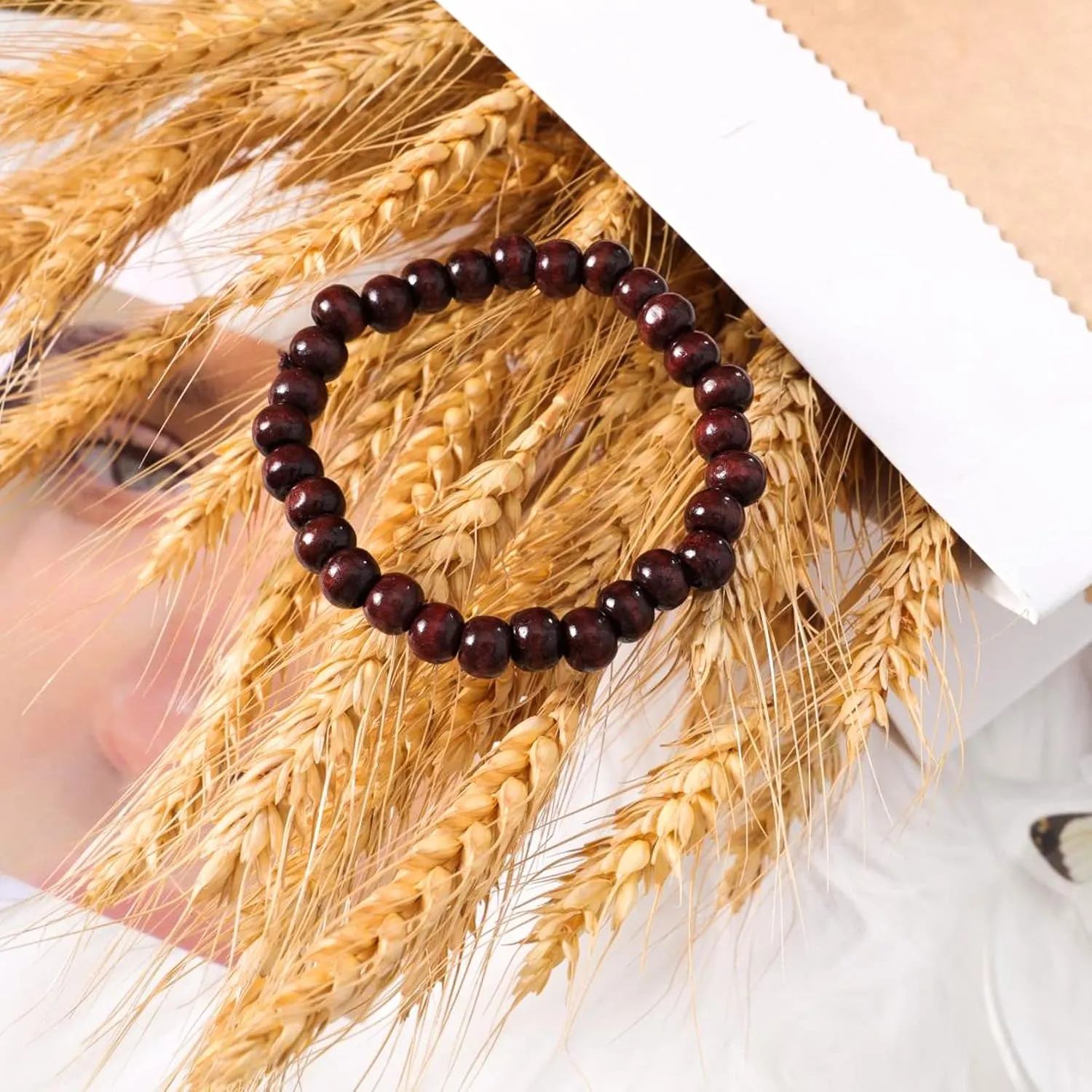 Natural Wooden Beads Bracelet for Men Women 8mm 10mm Prayer Bead Stretch Elastic Bracelets Set Essential Oil Diffuser Beaded Bangle