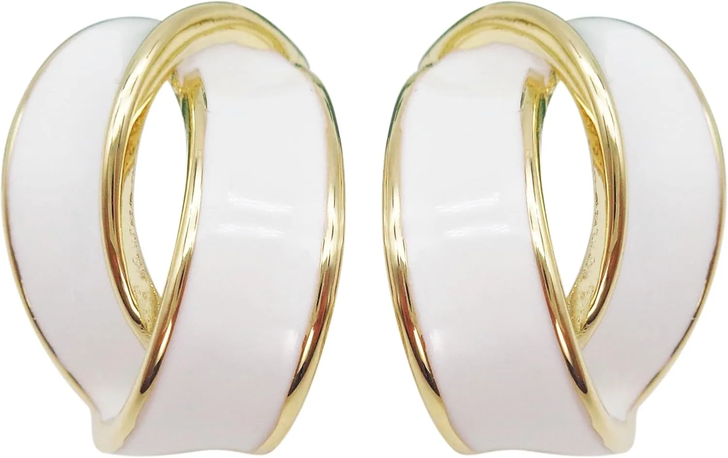 Navachi 18k Gold Plated Pink Winding Ribbon Acetate Omega Back Az2193 Earrings