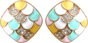 Navachi 18k Gold Plated Pink Winding Ribbon Acetate Omega Back Az2193 Earrings