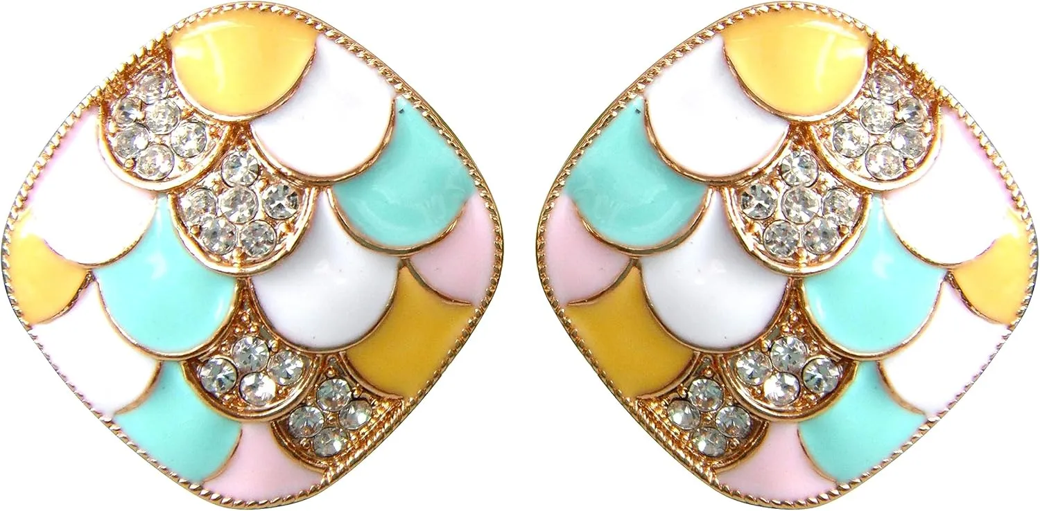 Navachi 18k Gold Plated Pink Winding Ribbon Acetate Omega Back Az2193 Earrings